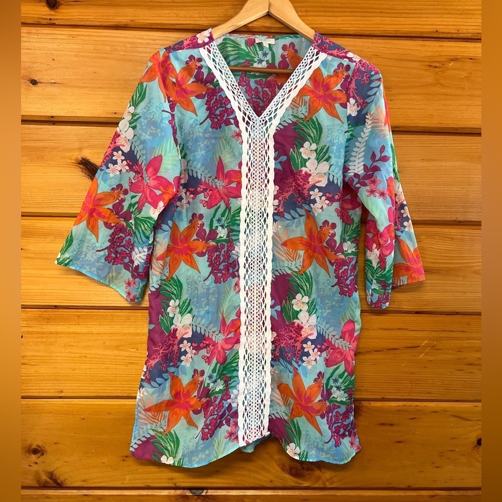 TALBOTS S Multicolored Floral Tunic Coverup